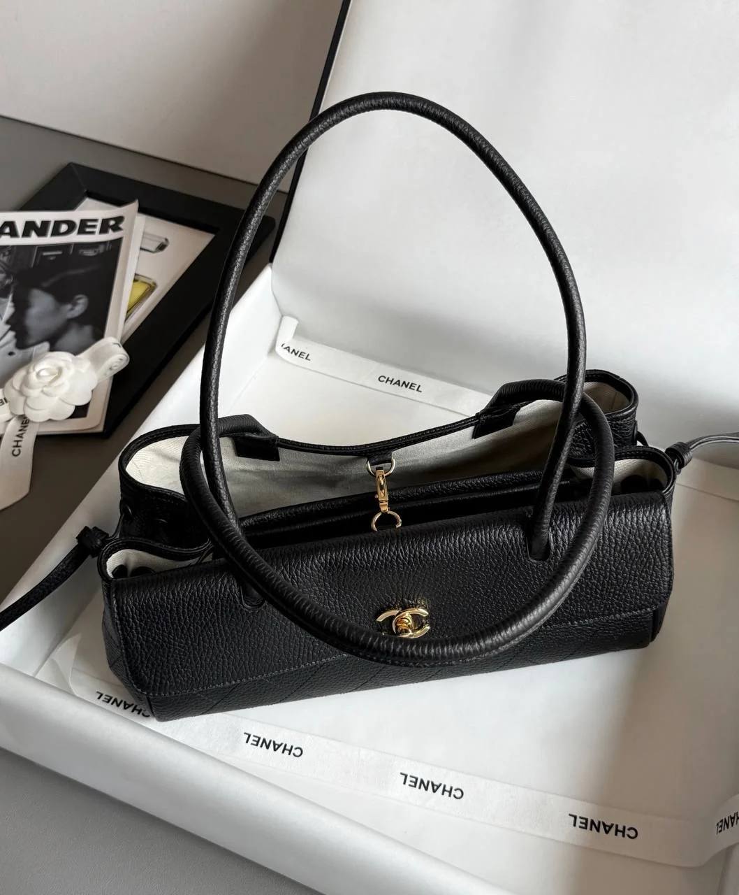 Noir Top Handle Bag